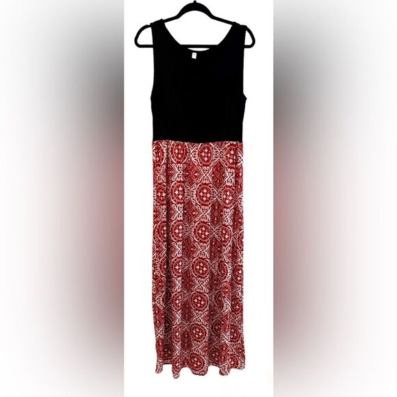 Dresses & Skirts - Sherosa Sleeveless Scoop Neck Tank Maxi Dress Black‎ Red Floral Size XL